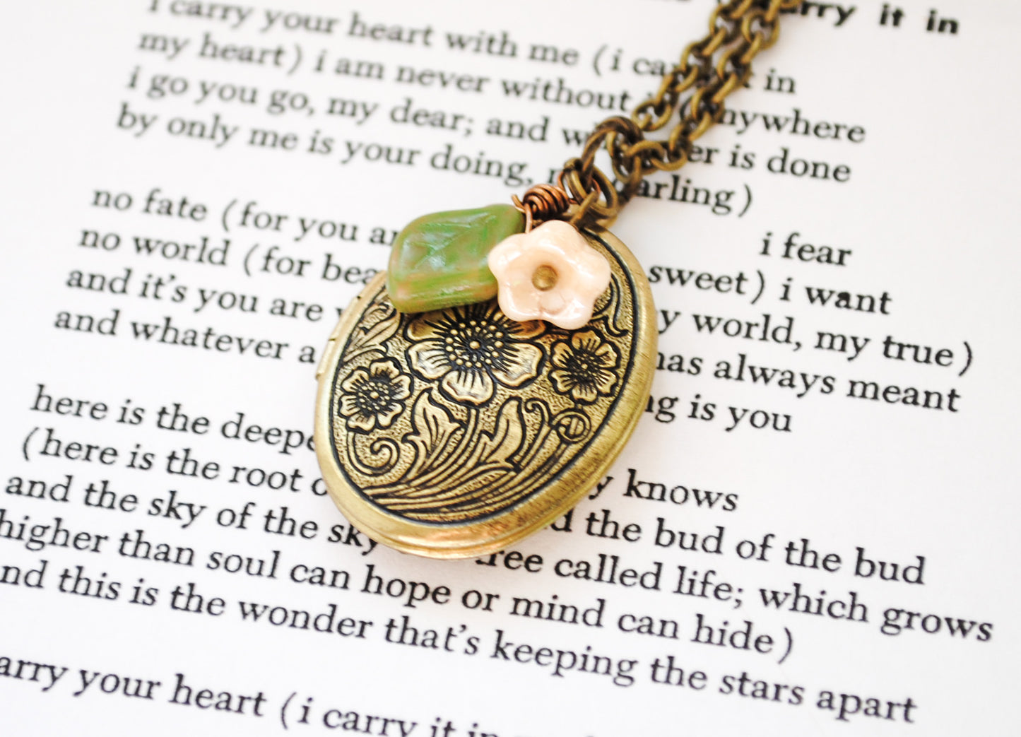 i carry your heart with me (i carry it in my heart) - Quote Locket - E.E. Cummings - Poetry Locket