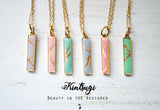 Kintsugi Inspired Pendants - Kintsugi Bar Necklace - Colorized Clay