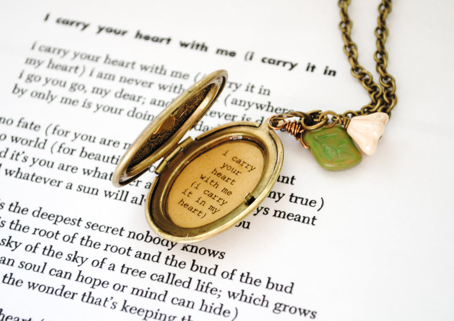 i carry your heart with me (i carry it in my heart) - Quote Locket - E.E. Cummings - Poetry Locket