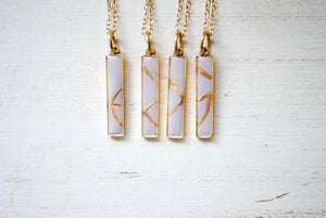 Kintsugi Inspired Pendants - Kintsugi Bar Necklace - Colorized Clay