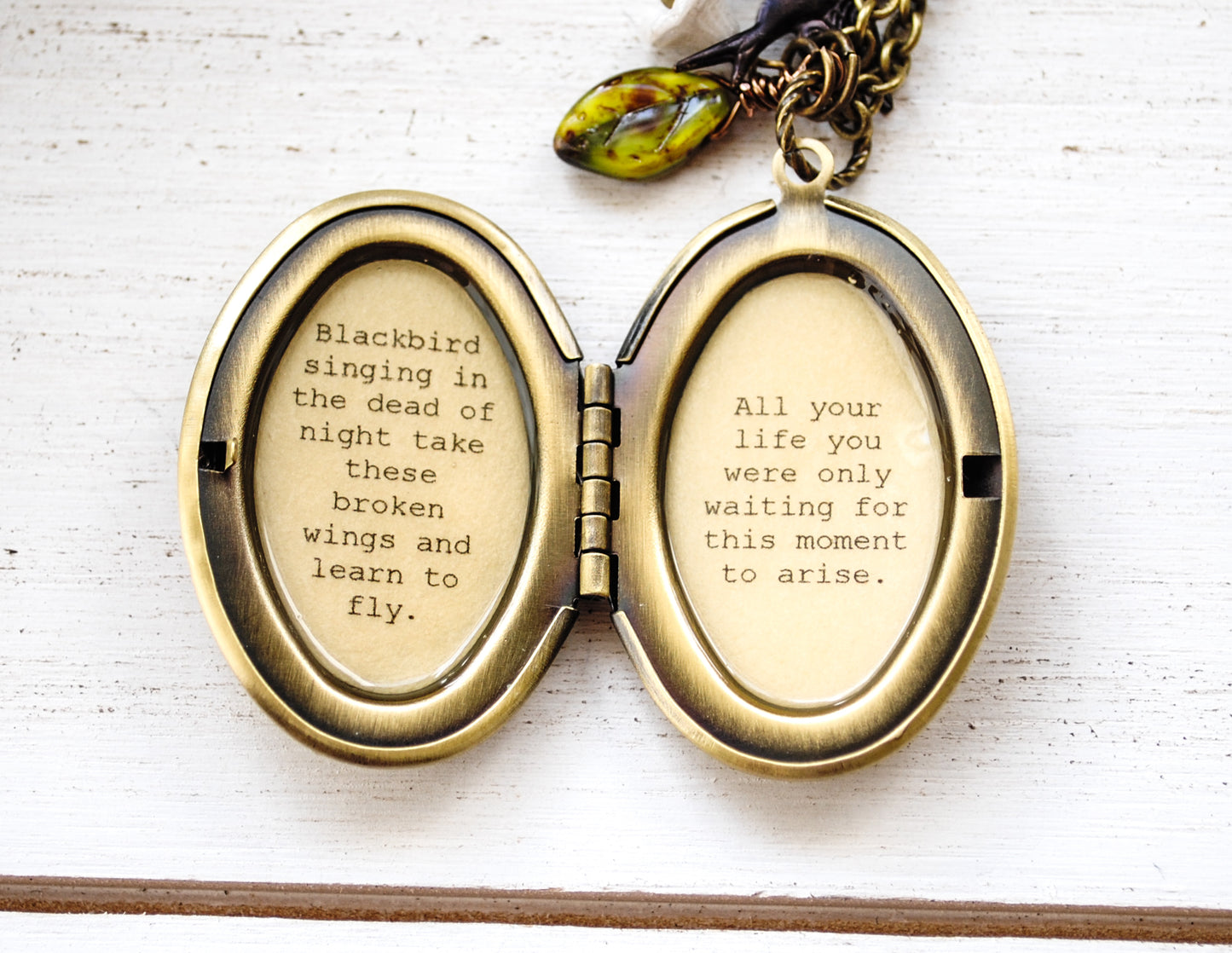 Blackbird singing in the dead of night take these broken wings and learn to fly - Song Quote Locket - Women's Locket