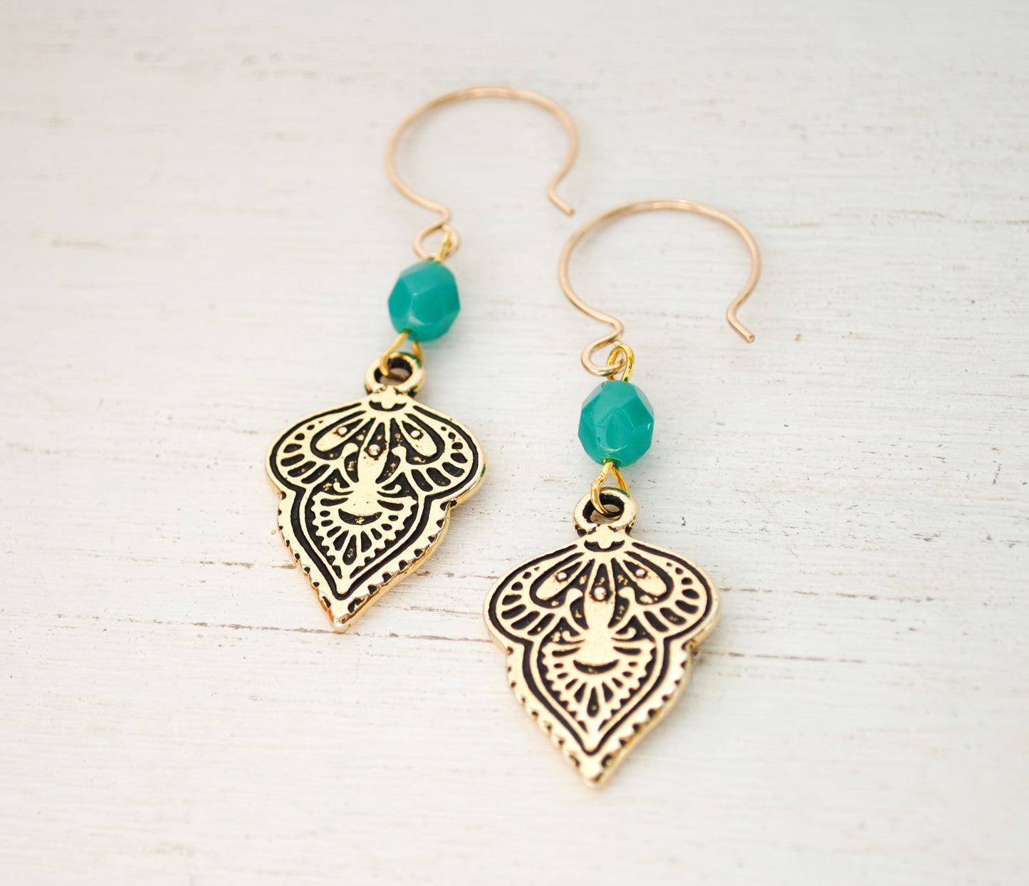 Mehndi Style Earrings - Turquoise or Fuchsia