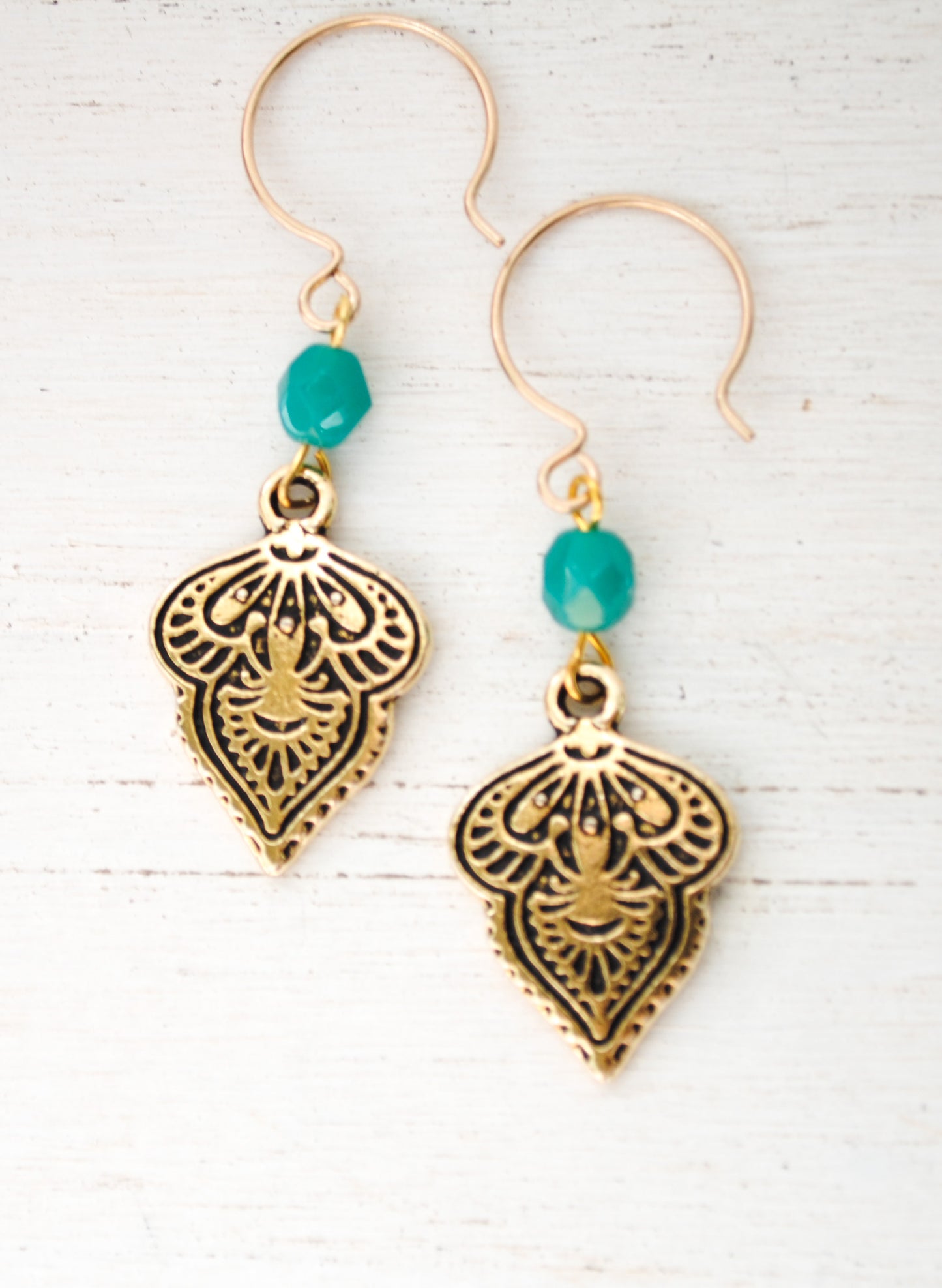 Mehndi Style Earrings - Turquoise or Fuchsia