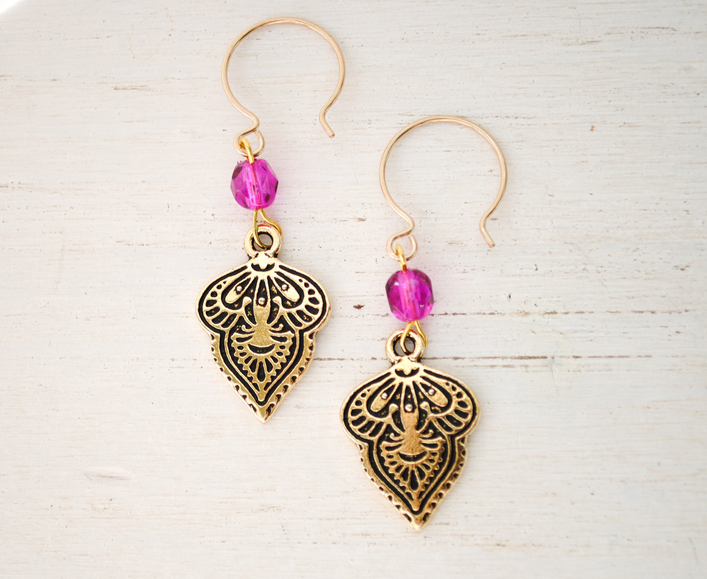 Mehndi Style Earrings - Turquoise or Fuchsia