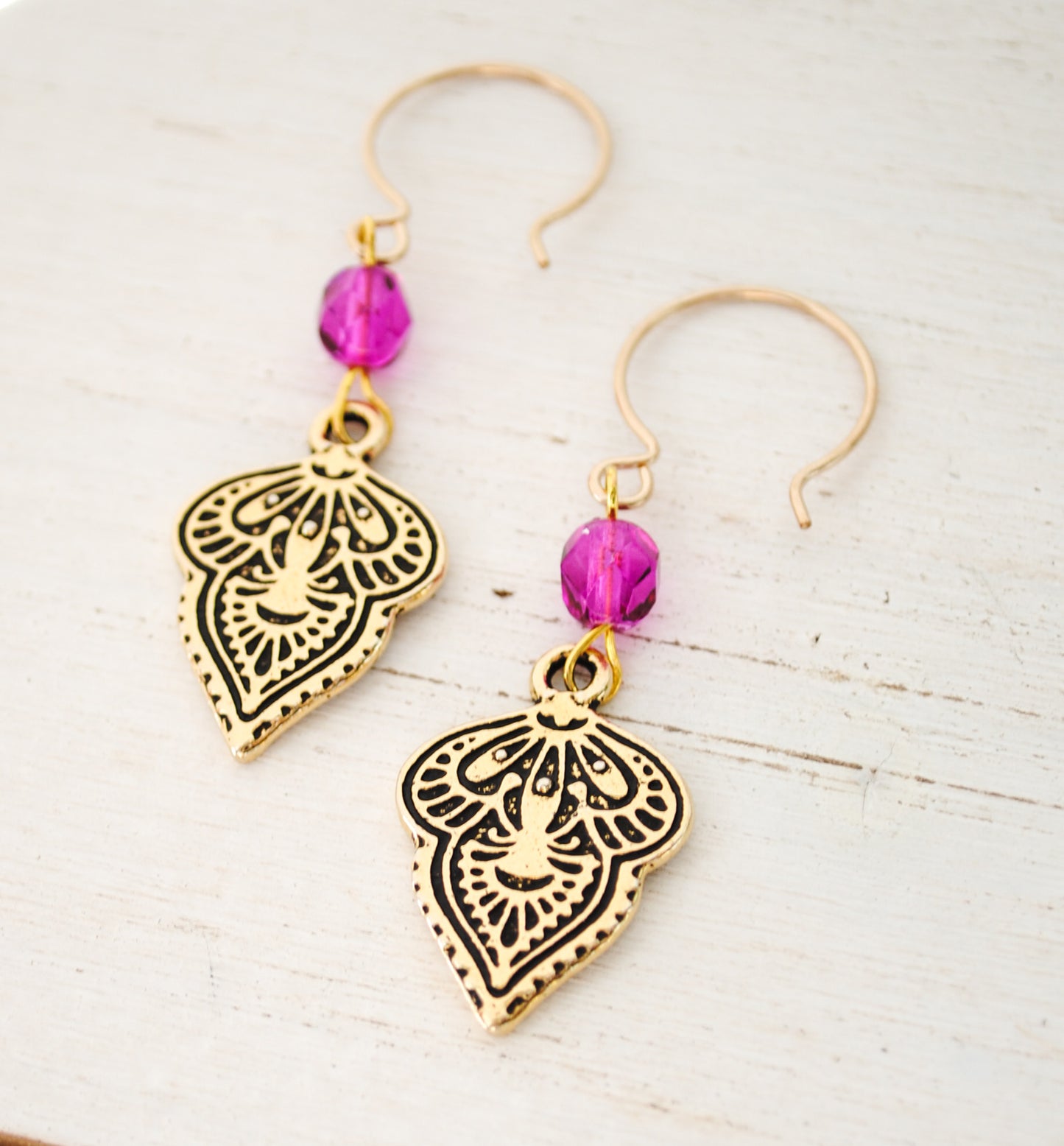 Mehndi Style Earrings - Turquoise or Fuchsia