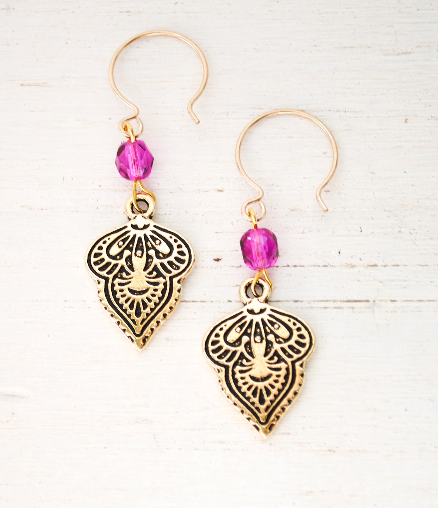 Mehndi Style Earrings - Turquoise or Fuchsia