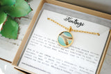 Kintsugi Inspired Pendants - Encouragement Gift - Round, Colorized Turquoise Clay, Gold, Kintsugi Jewelry, Kintsugi Necklace