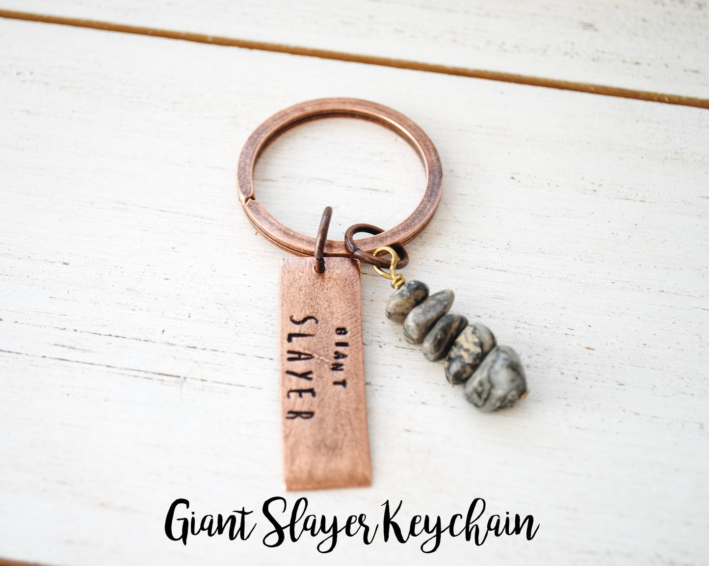 Giant Slayer Keychain - Faith Keychain - Facing Giants - David and Goliath