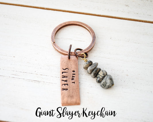 Giant Slayer Keychain - Faith Keychain - Facing Giants - David and Goliath