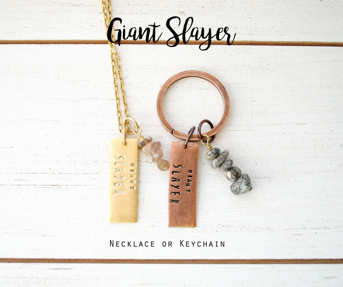 Giant Slayer Keychain - Faith Keychain - Facing Giants - David and Goliath