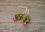 Vintage Rhinestone Pink Holly Berry Earrings