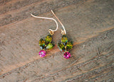 Vintage Rhinestone Pink Holly Berry Earrings