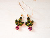 Vintage Rhinestone Pink Holly Berry Earrings