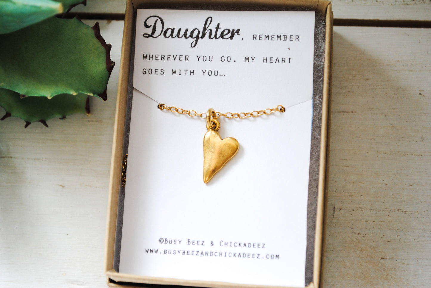 Daughter Necklace - My heart goes with you wherever you go