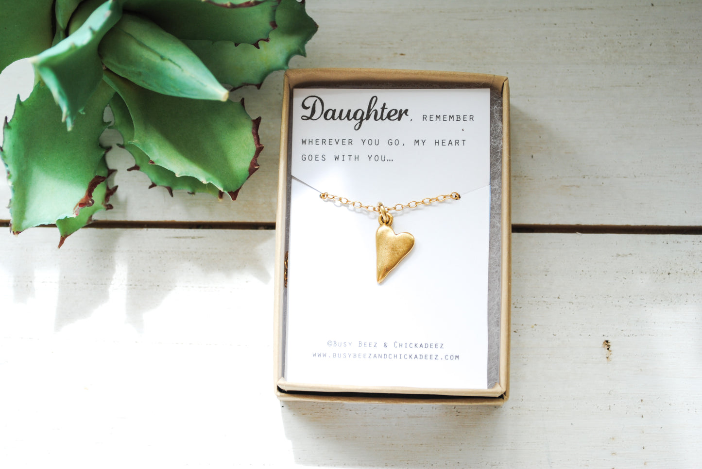 Daughter Necklace - My heart goes with you wherever you go