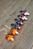 Autumn Leaves Vintage Rhinestone Earrings - Ombre Plum