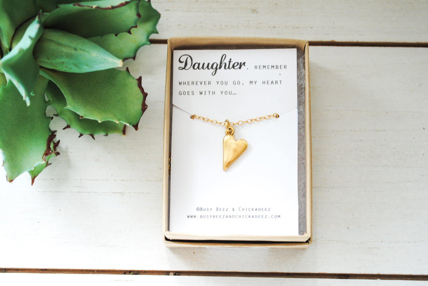 Daughter Necklace - My heart goes with you wherever you go