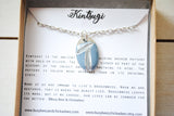 Kintsugi Inspired Pendants - Double Sided Necklace - Hand Stamped - Kintsugi Necklace Oval, hand colorized clay blue, silver