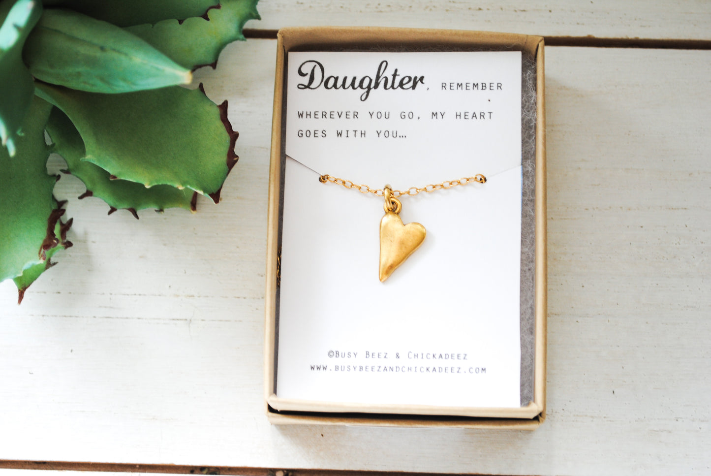 Daughter Necklace - My heart goes with you wherever you go