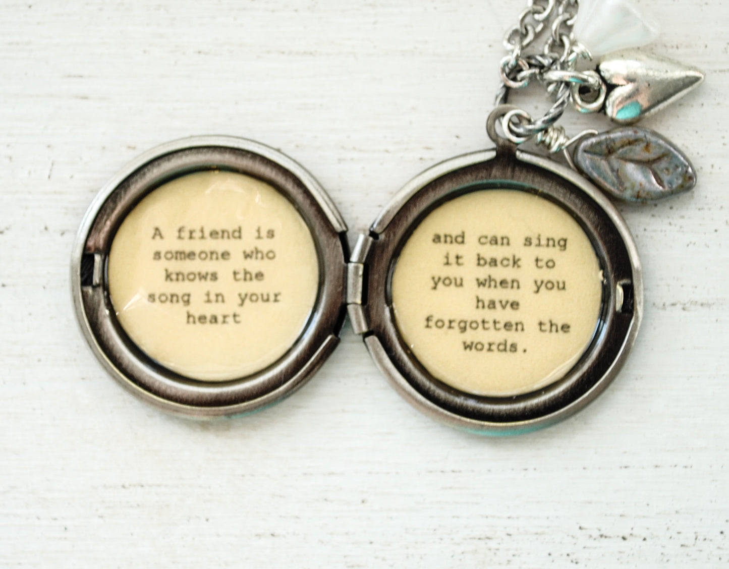 A friend is someone who knows the song in your heart - Friendship Locket - Best Friend Gift, Friend necklace, friend locket