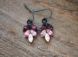 Autumn Leaves Vintage Rhinestone Earrings - Ombre Plum