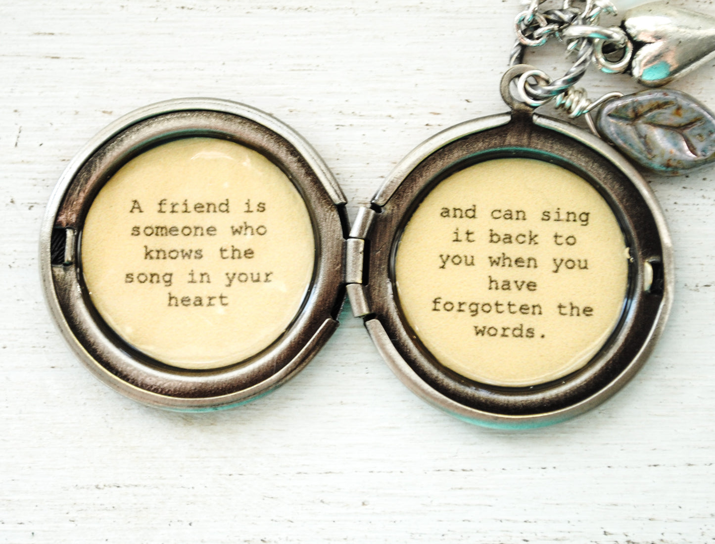 A friend is someone who knows the song in your heart - Friendship Locket - Best Friend Gift, Friend necklace, friend locket