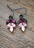 Autumn Leaves Vintage Rhinestone Earrings - Ombre Plum