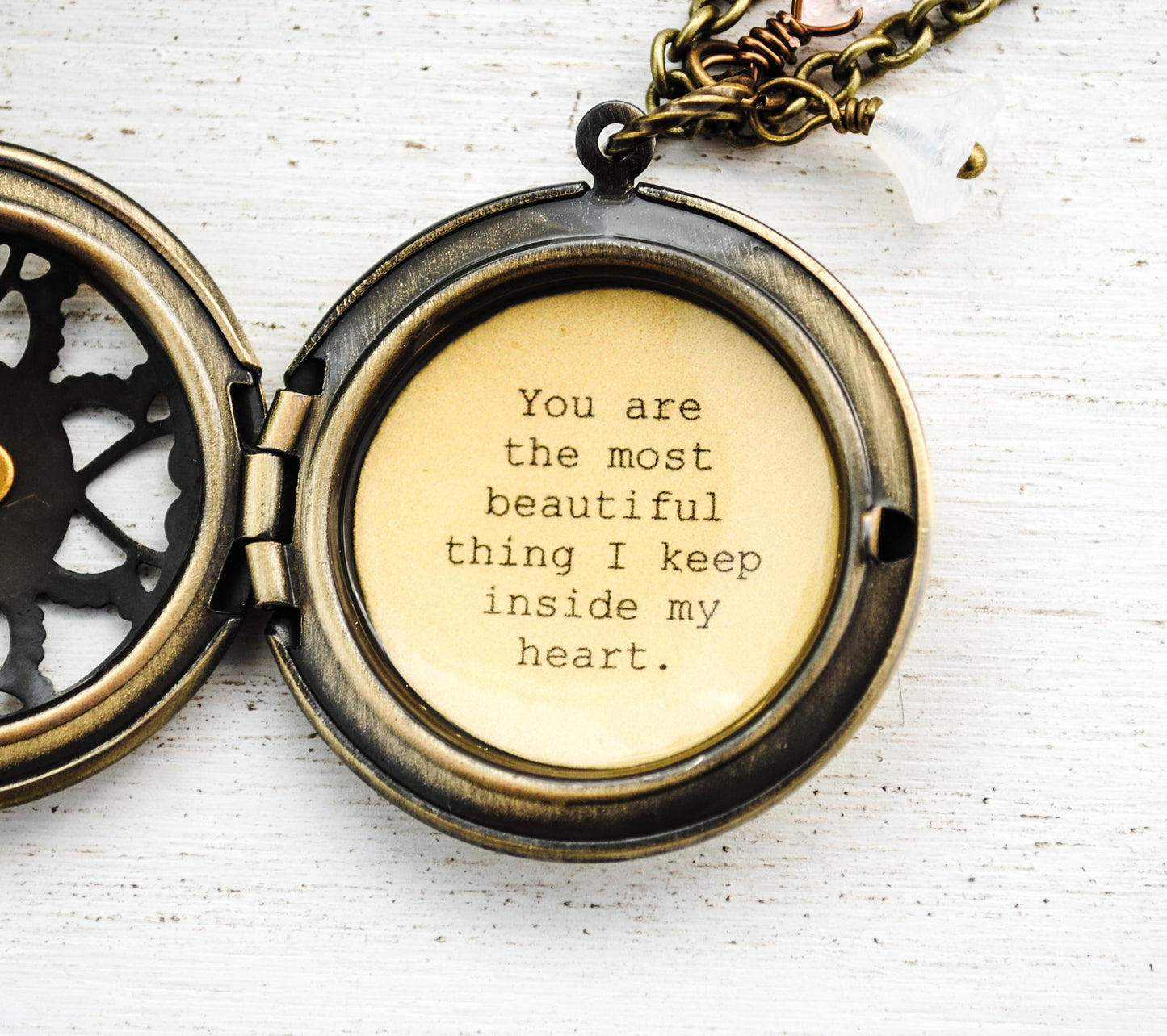 You are the most beautiful thing I keep inside my heart - Women's Locket - Quote Locket