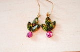 Vintage Rhinestone Pink Holly Berry Earrings