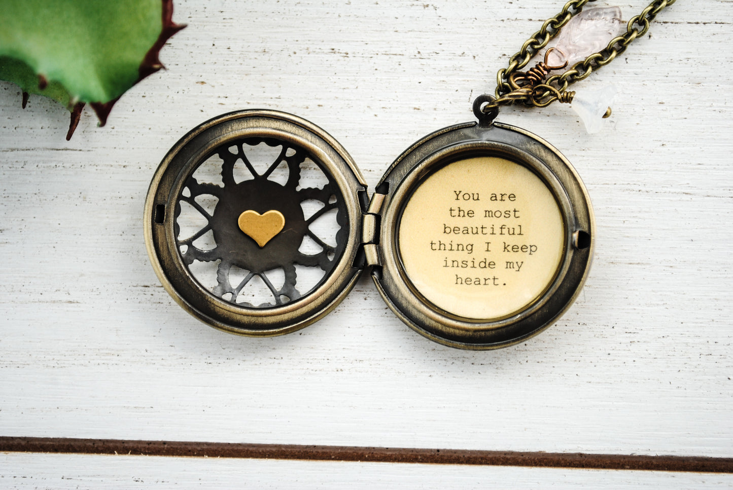 You are the most beautiful thing I keep inside my heart - Women's Locket - Quote Locket