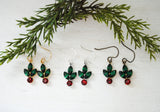 Vintage Rhinestone Holly Earrings - silver, gold, antique bronze