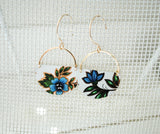 Blue Flower Half Circle Earrings