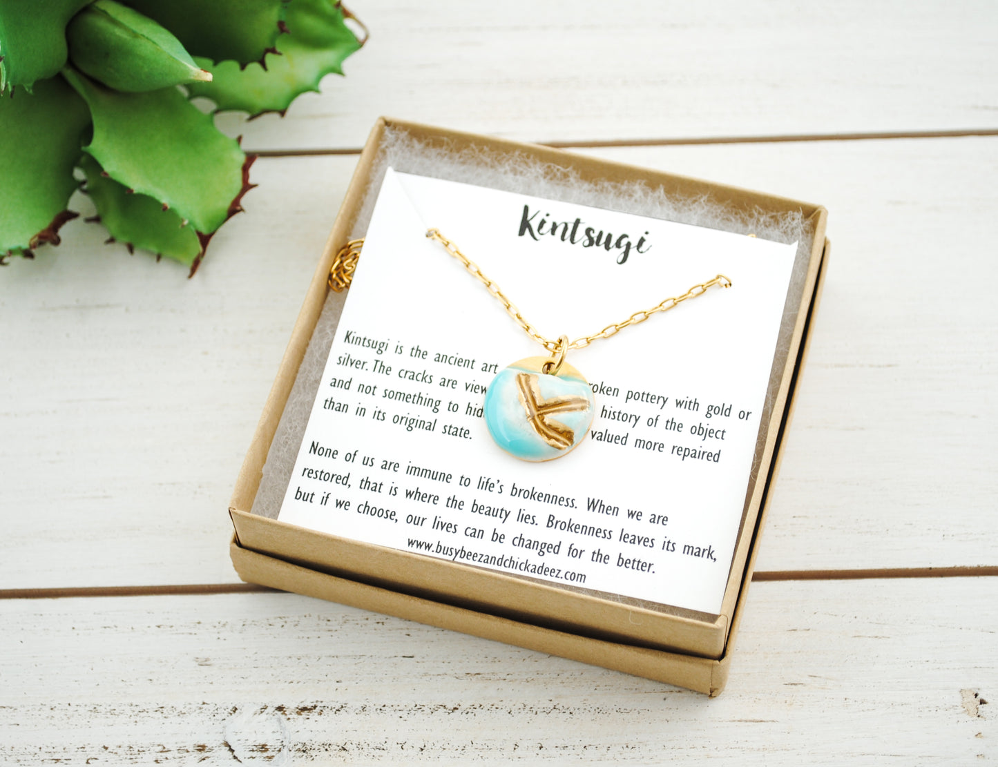 Kintsugi Inspired Pendants - Encouragement Gift - Hand Stamped Double Sided Necklace - Small Circle, Turquoise, Gold