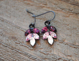 Autumn Leaves Vintage Rhinestone Earrings - Ombre Plum