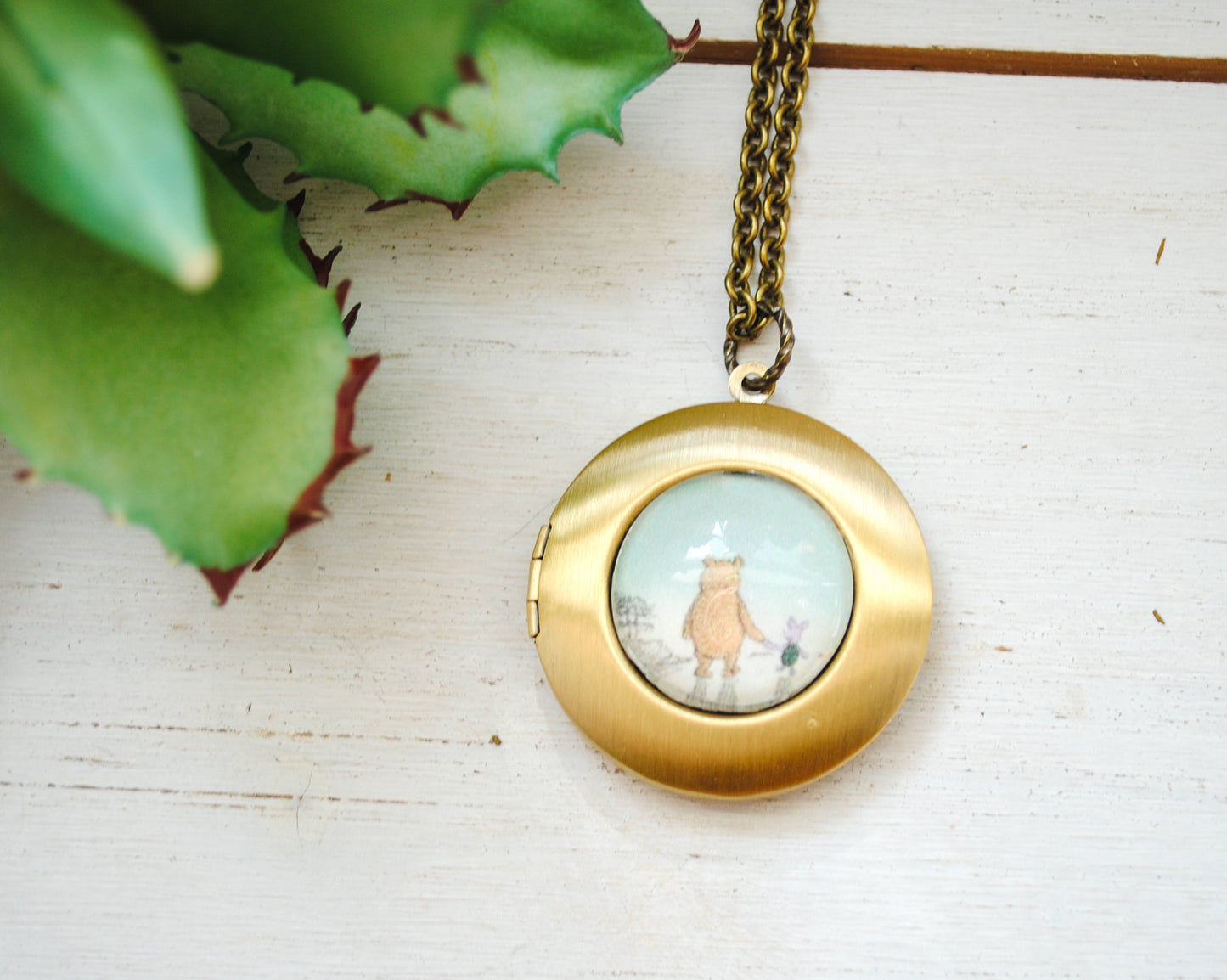 Women's Locket - Friendship Jewelry - Winnie the Pooh Quote - Life is a journey to be experienced, not a problem to be solved.