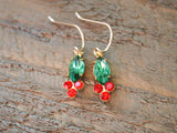 Single Holly Leaf Vintage Rhinestone Earrings