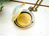 Women's Locket - Friendship Jewelry - Winnie the Pooh Quote - Life is a journey to be experienced, not a problem to be solved.