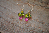 Vintage Rhinestone Pink Holly Berry Earrings