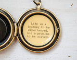 Women's Locket - Friendship Jewelry - Winnie the Pooh Quote - Life is a journey to be experienced, not a problem to be solved.