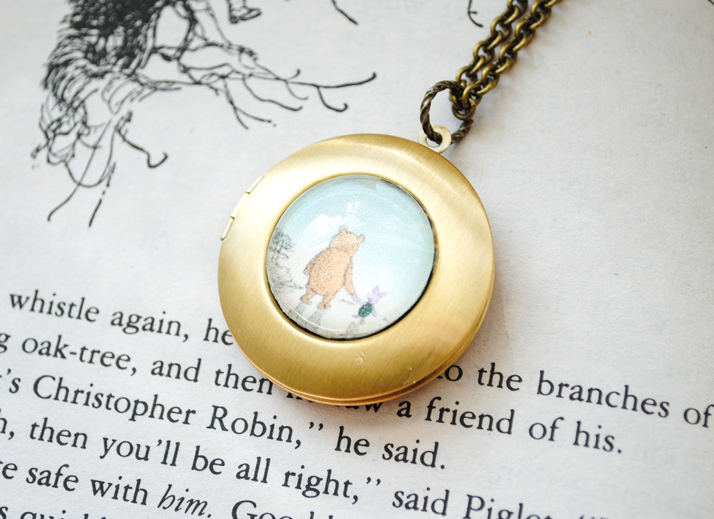 Women's Locket - Friendship Jewelry - Winnie the Pooh Quote - Life is a journey to be experienced, not a problem to be solved.