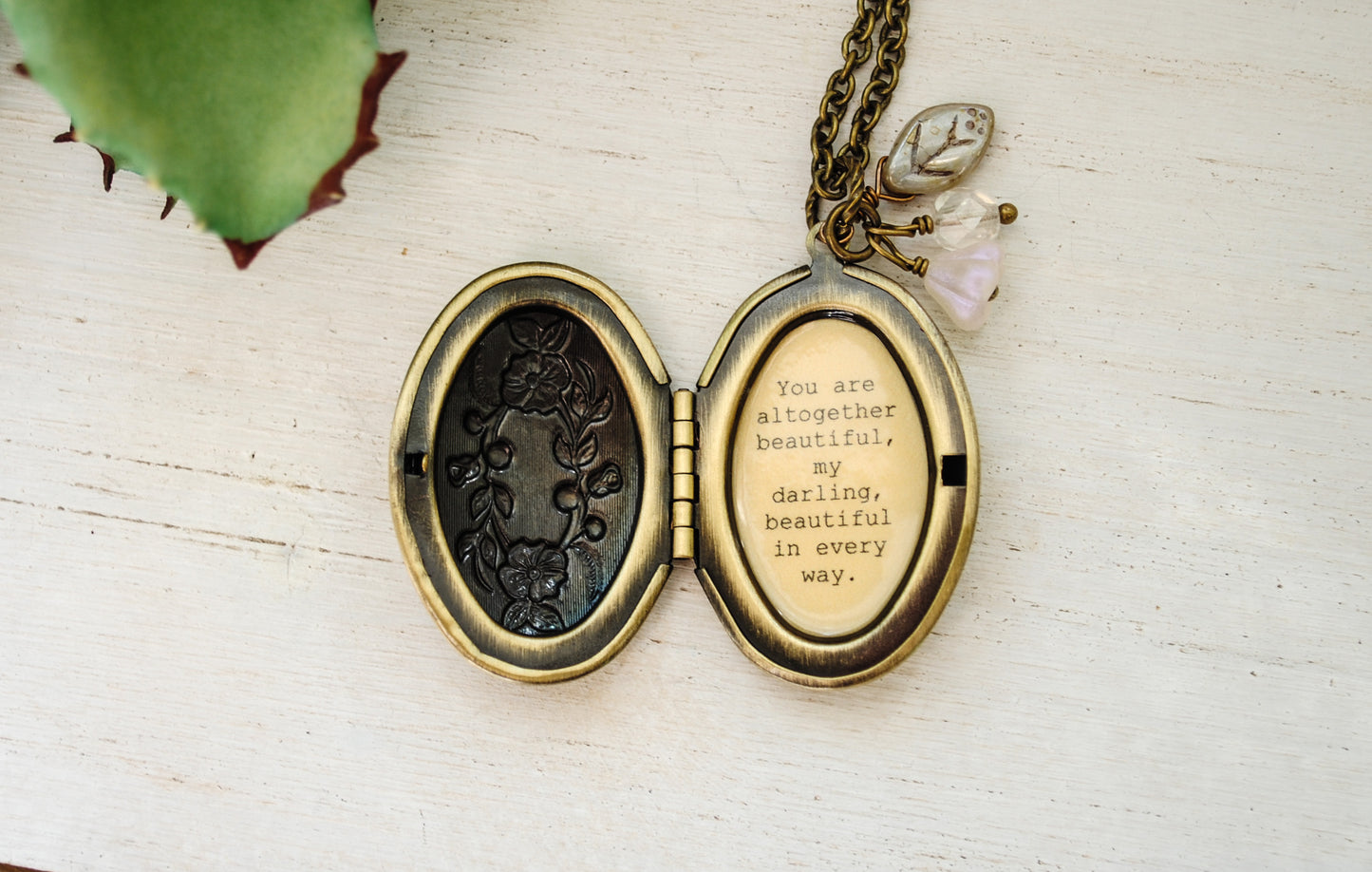 You are altogether beautiful my darling, beautiful in every way - Quote locket - Song of Solomon 4:7, wife locket, daughter locket