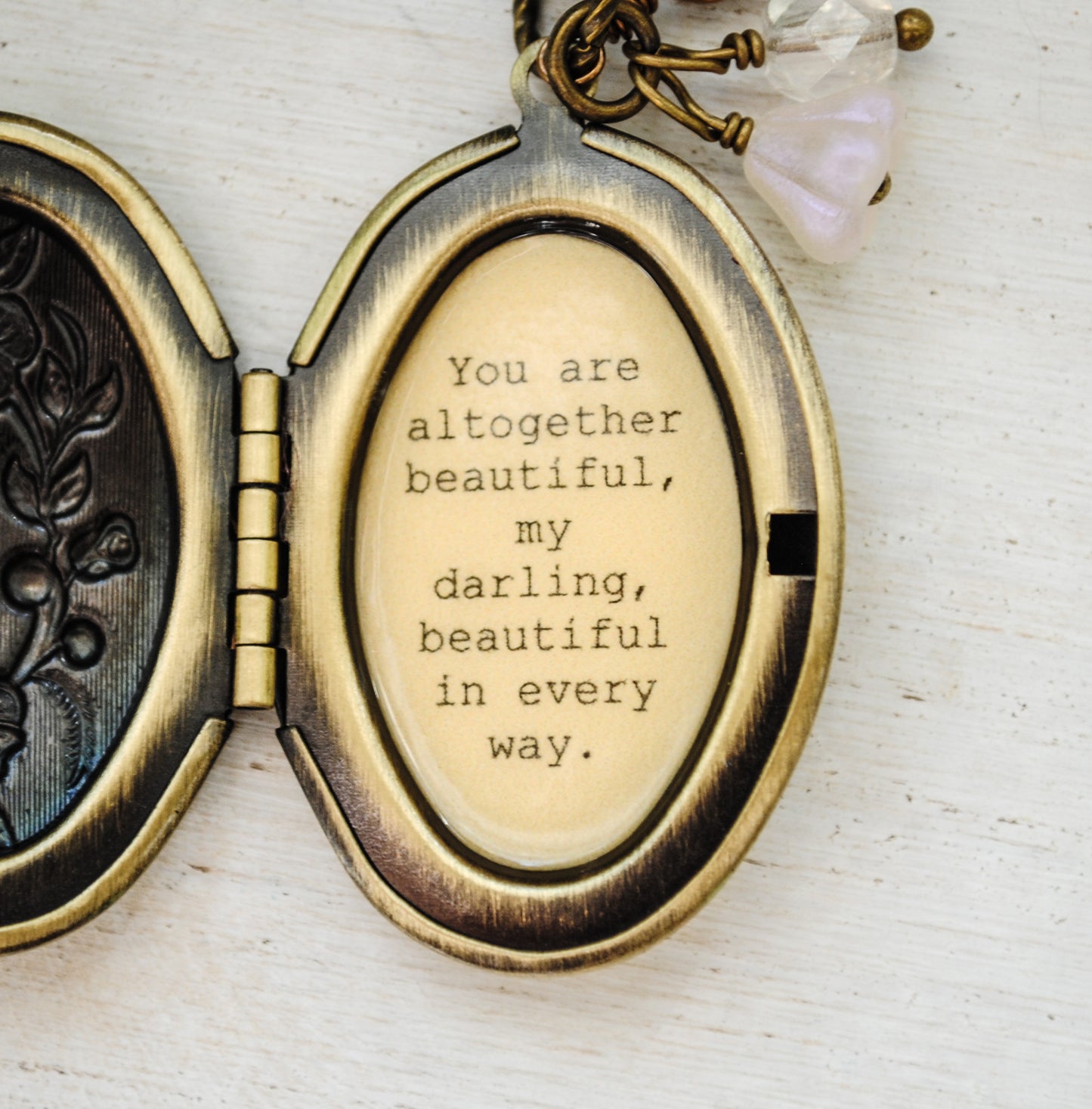 You are altogether beautiful my darling, beautiful in every way - Quote locket - Song of Solomon 4:7, wife locket, daughter locket