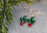 Vintage Rhinestone Holly Earrings - silver, gold, antique bronze