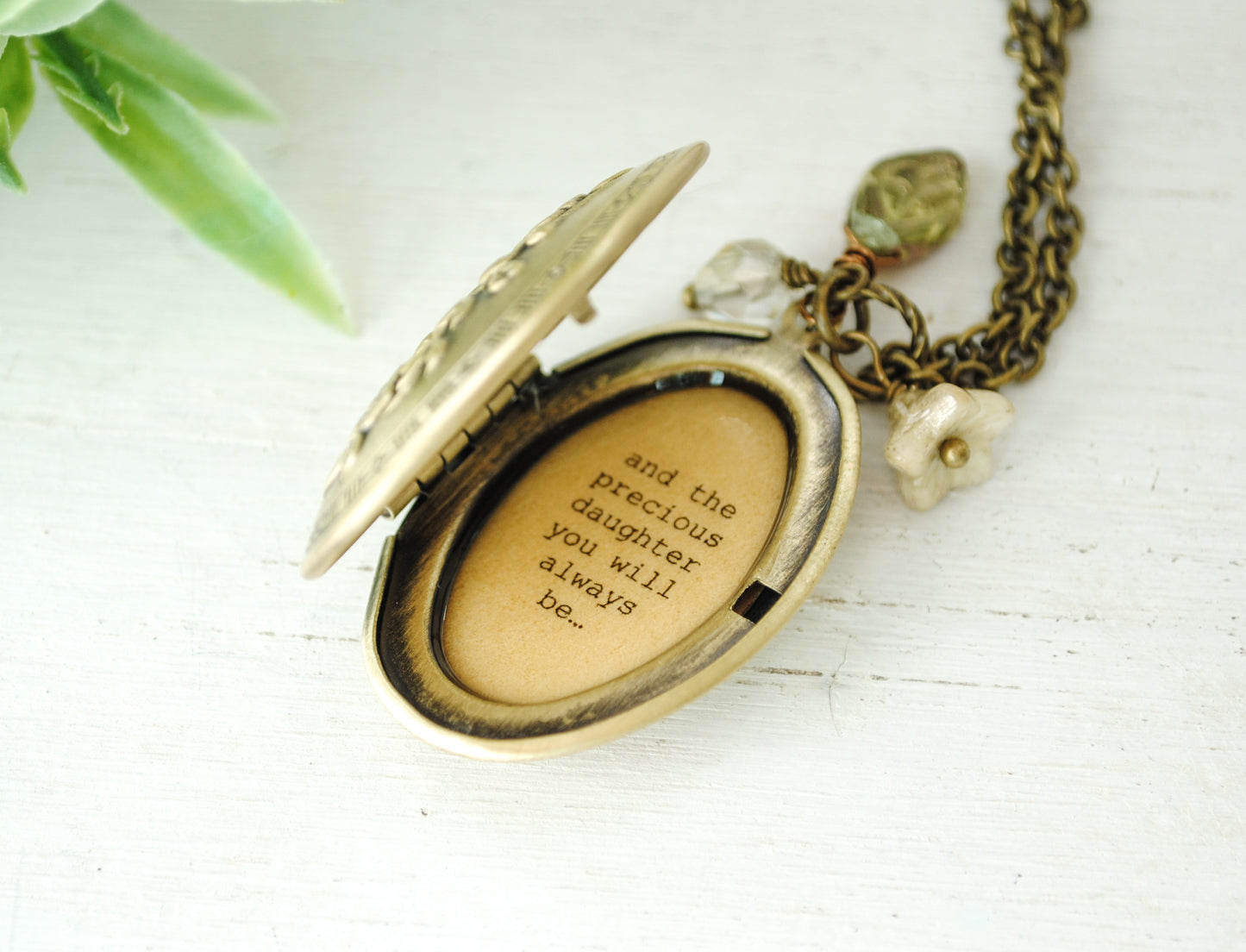 Daughter Locket - Quote Locket - You are loved for the little girl you were - Bride Gift, Graduation Gift, Leaving Home