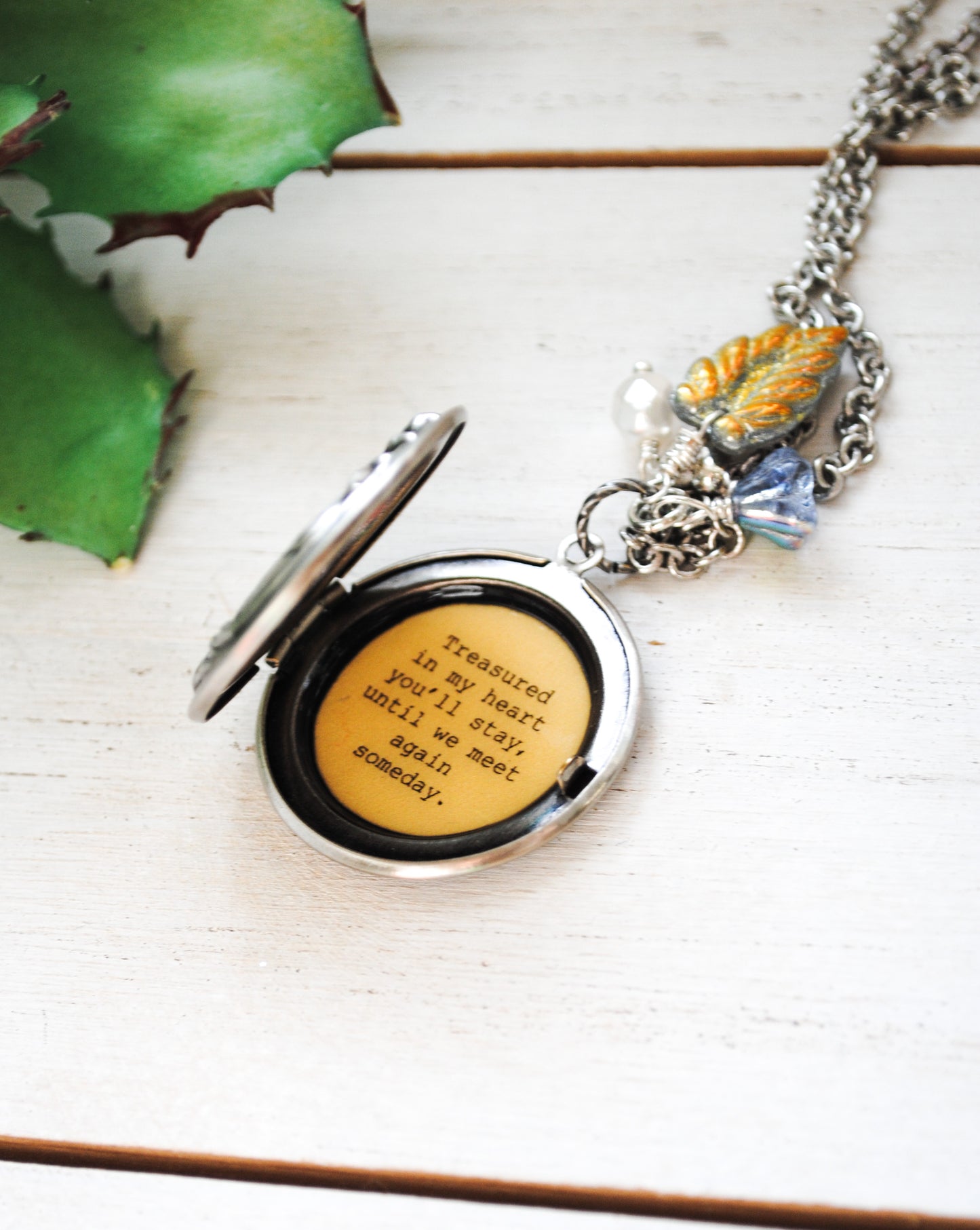 Treasured in my heart you'll stay until we meet again someday - Memorial Locket