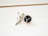 Kintsugi Inspired Earrings - Petite Round Setting, Black, Silver - Encouragement Gift