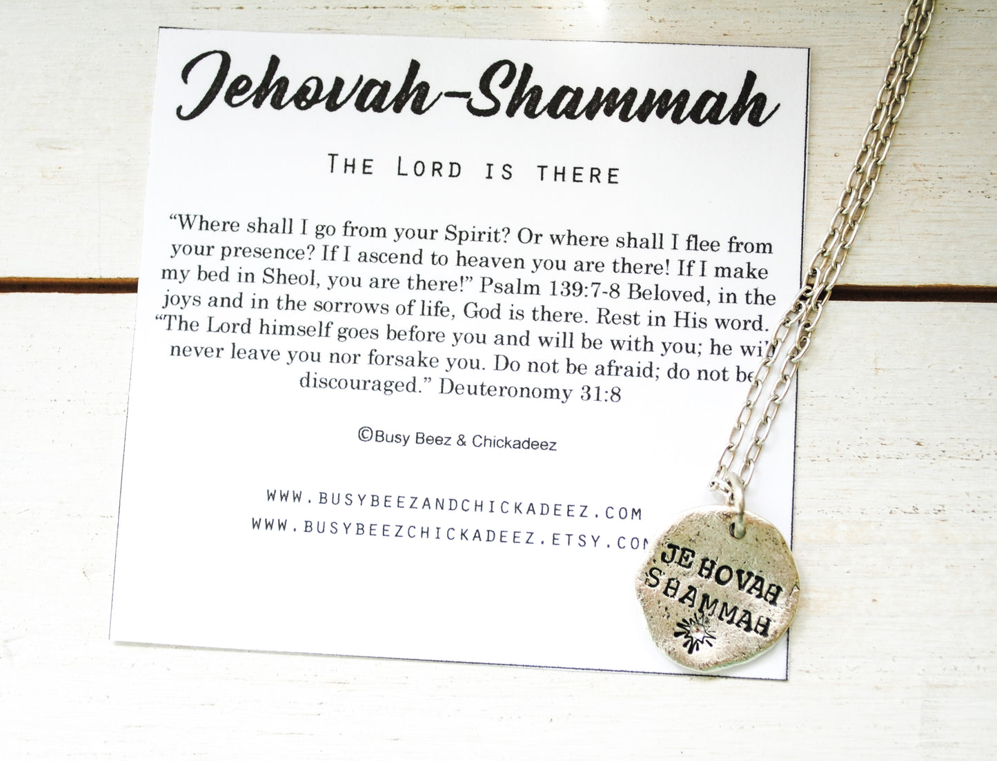 Jehovah Shammah Necklace - The Lord is There - Faith Necklace, Christian Jewelry