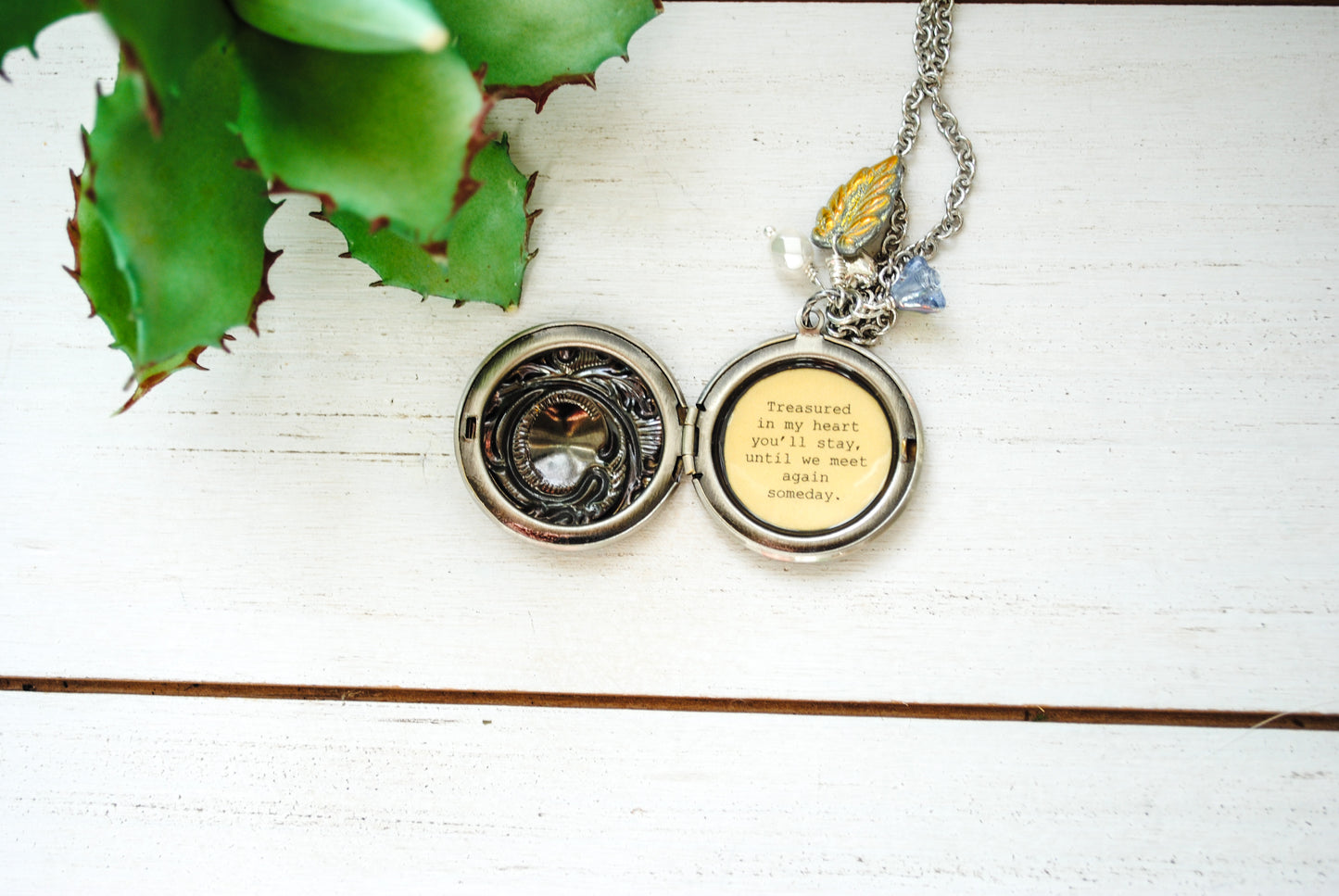 Treasured in my heart you'll stay until we meet again someday - Memorial Locket