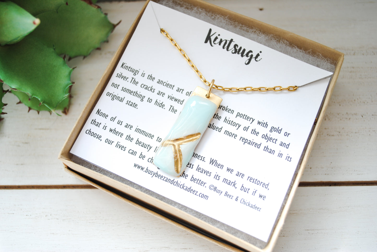 Kintsugi Inspired Pendants - Encouragement Gift - Double Sided Necklace - Hand Stamped - Kintsugi Necklace Rectangle, turquoise, gold