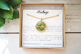 Kintsugi Inspired Pendants - Encouragement Gift - Kintsugi Necklace Round, green sakura, gold